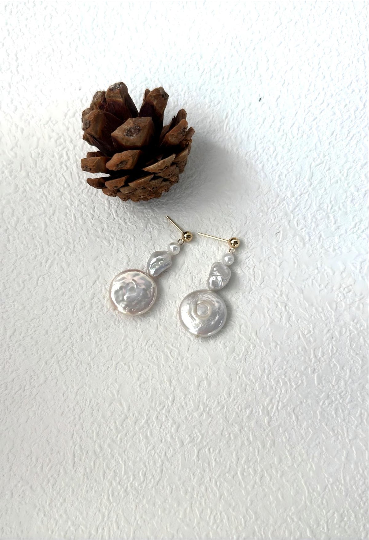 Natural coin baroque pearl drop earrings in sterling silver, photo 6