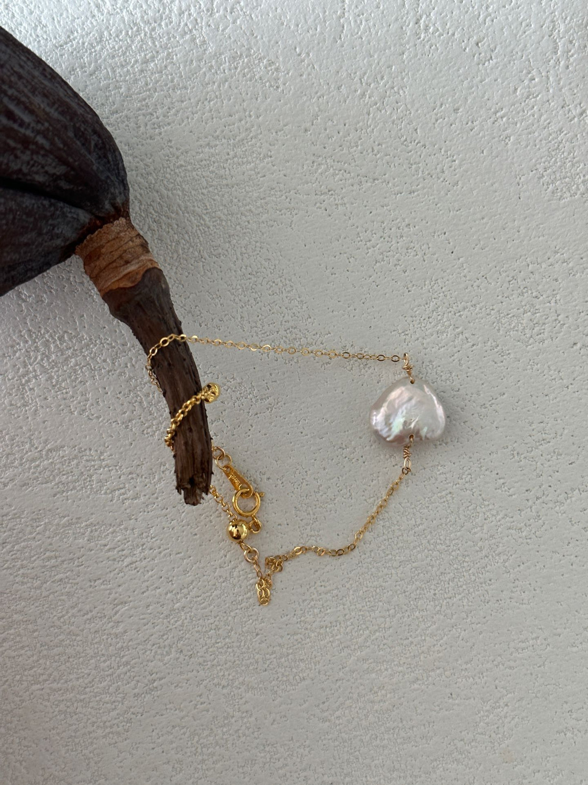 Dainty Heart Baroque Pearl Bracelet, 14K Gold-Filled