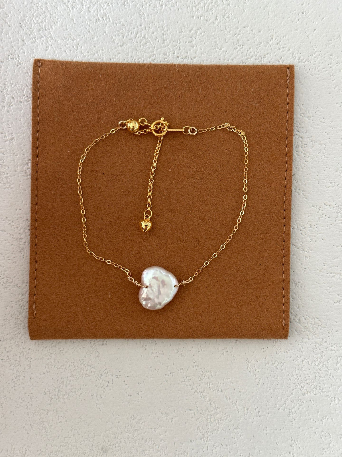 Dainty Heart Baroque Pearl Bracelet, 14K Gold-Filled