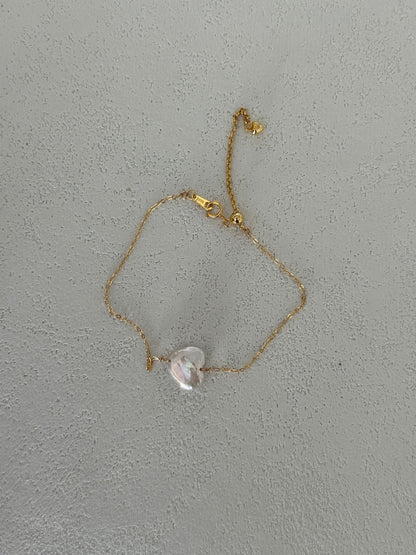 Dainty Heart Baroque Pearl Bracelet, 14K Gold-Filled
