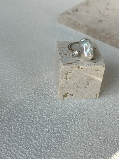 Silver-Blue Baroque Pearl Ring, 925 Silver – Alivy Jewels