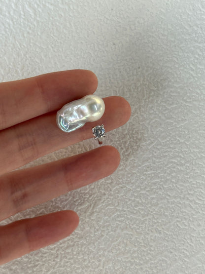 Silver-Blue Baroque Pearl Ring, 925 Silver – Alivy Jewels