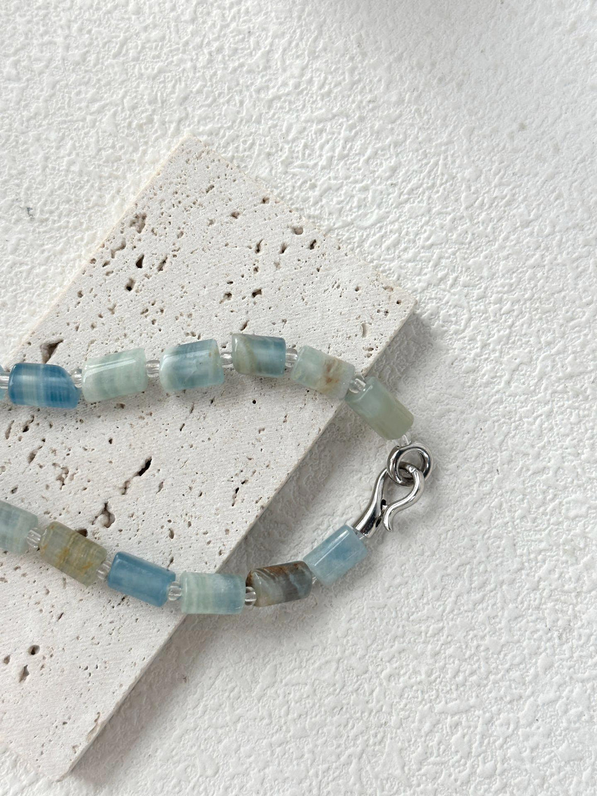 Blue turquoise and baroque pearl beaded necklace, photo 7