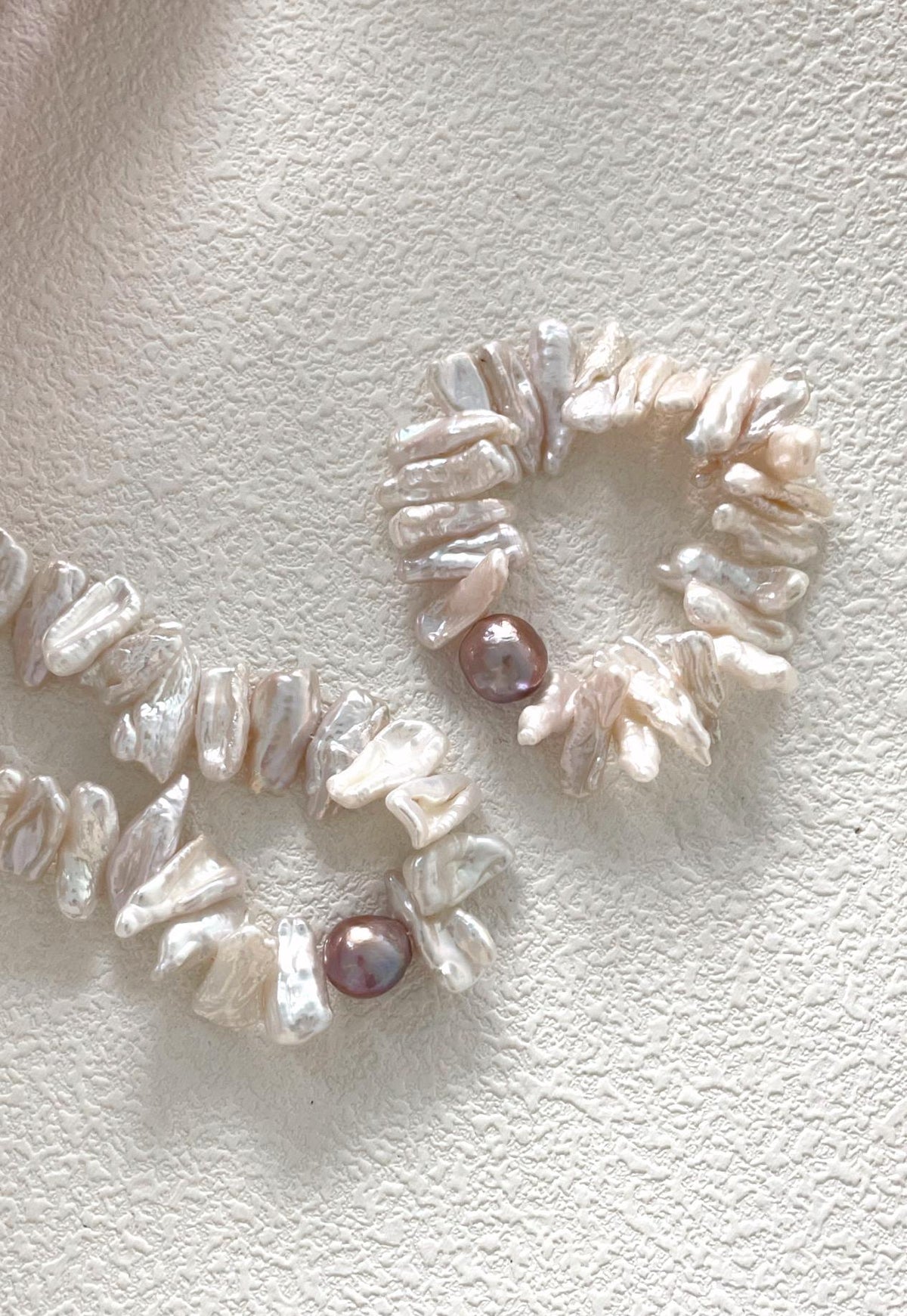 Purple pearl sunflower bracelet with baroque pearls in sterling silver, photo 7