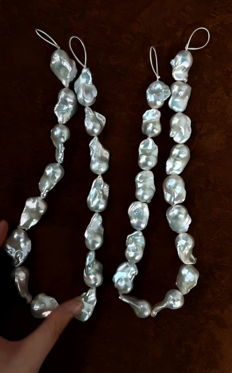 Blue aurora baroque pearl hand-beaded necklace, photo 2