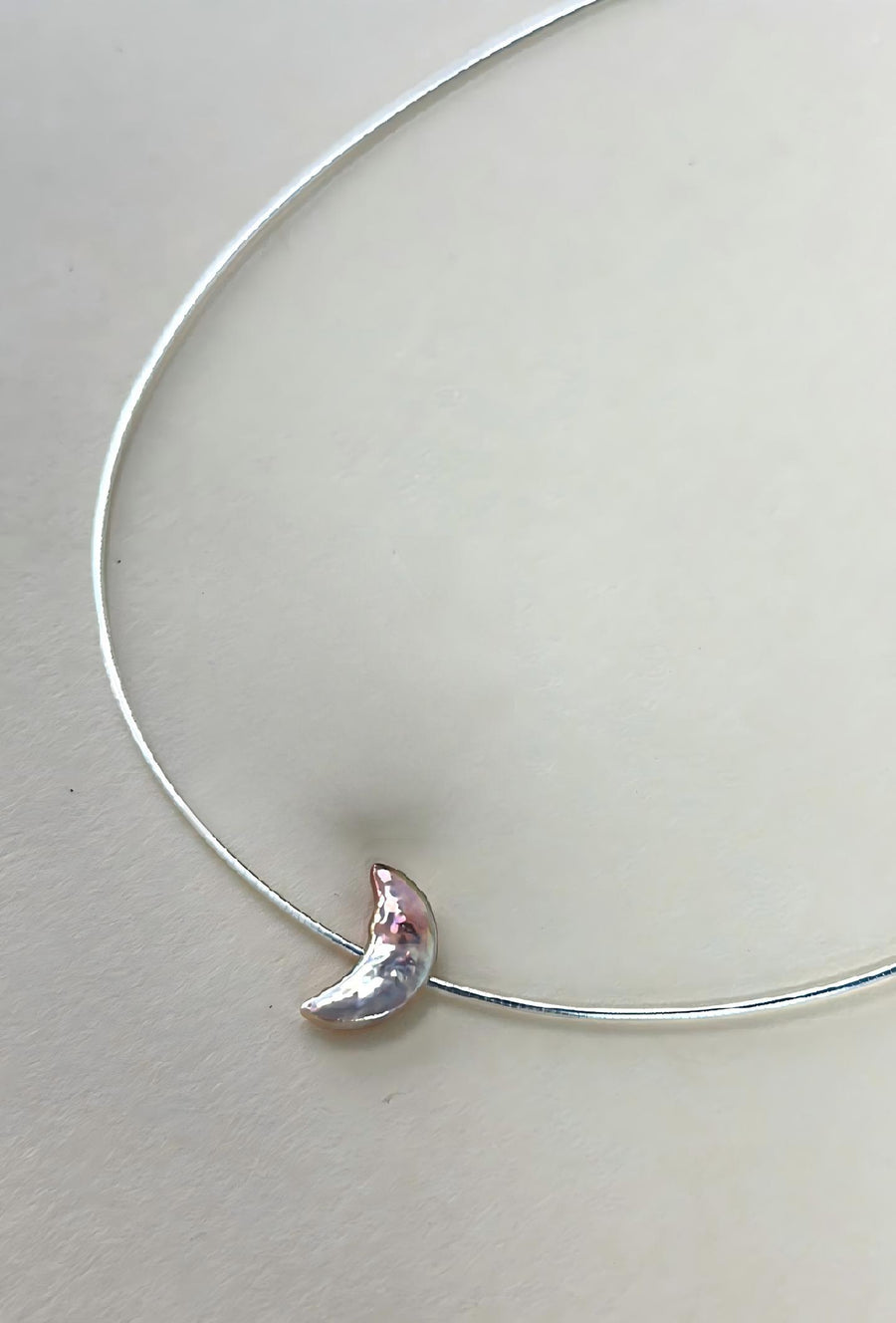 Luminous Crescent Moon Baroque Pearl Necklace Choker