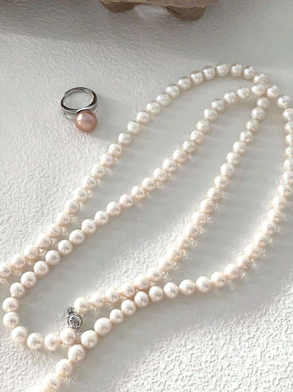 Spiral baroque pearl double-layer necklace in sterling silver, photo 3