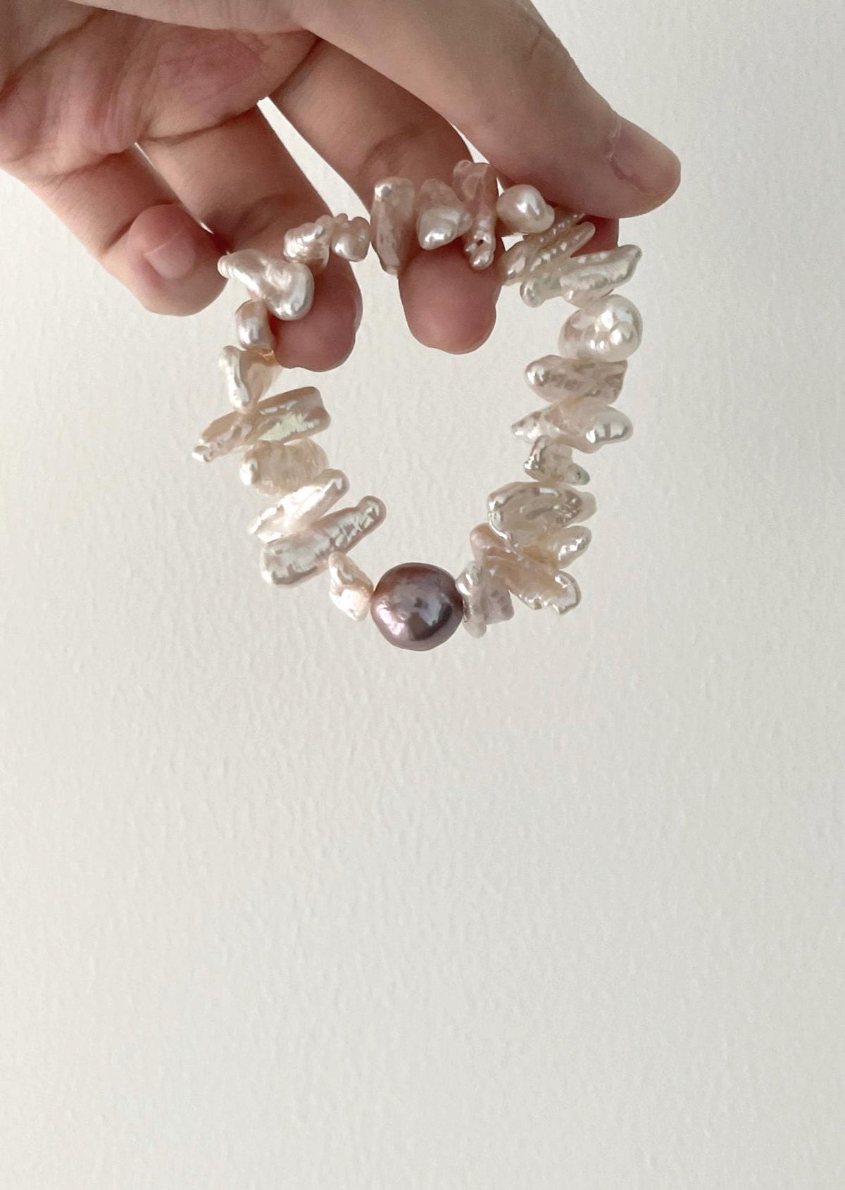 Purple pearl sunflower bracelet with baroque pearls in sterling silver, photo 6