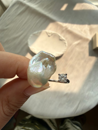 Silver-Blue Baroque Pearl Ring, 925 Silver – Alivy Jewels