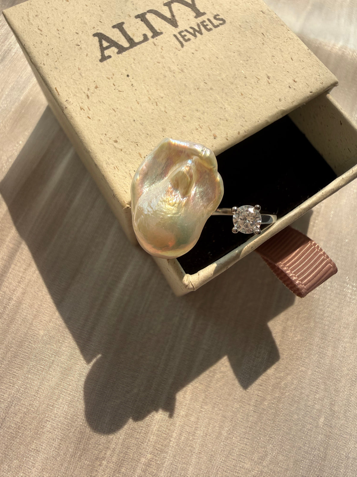 Silver-Blue Baroque Pearl Ring, 925 Silver – Alivy Jewels