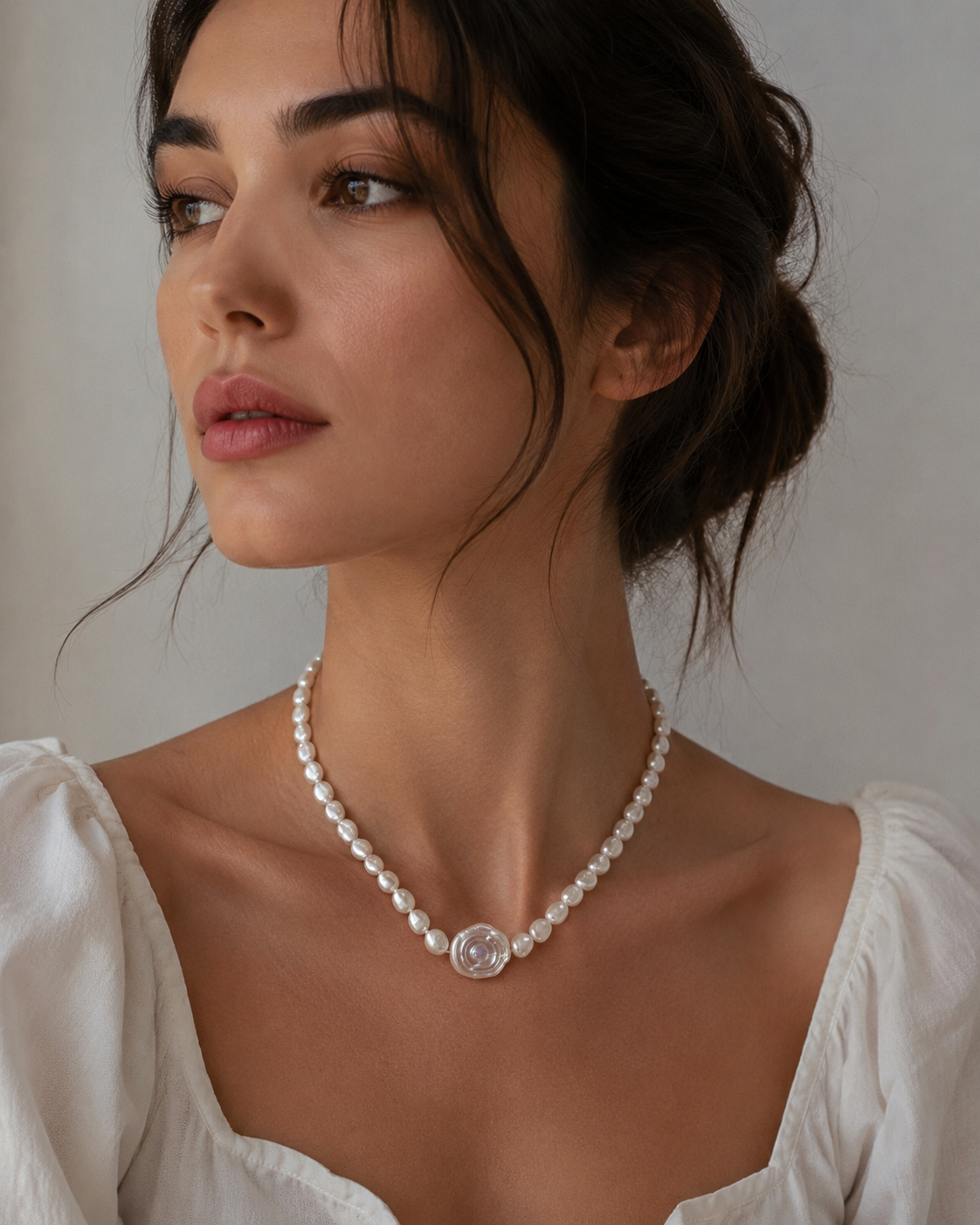 Vintage Romance baroque pearl disc necklace