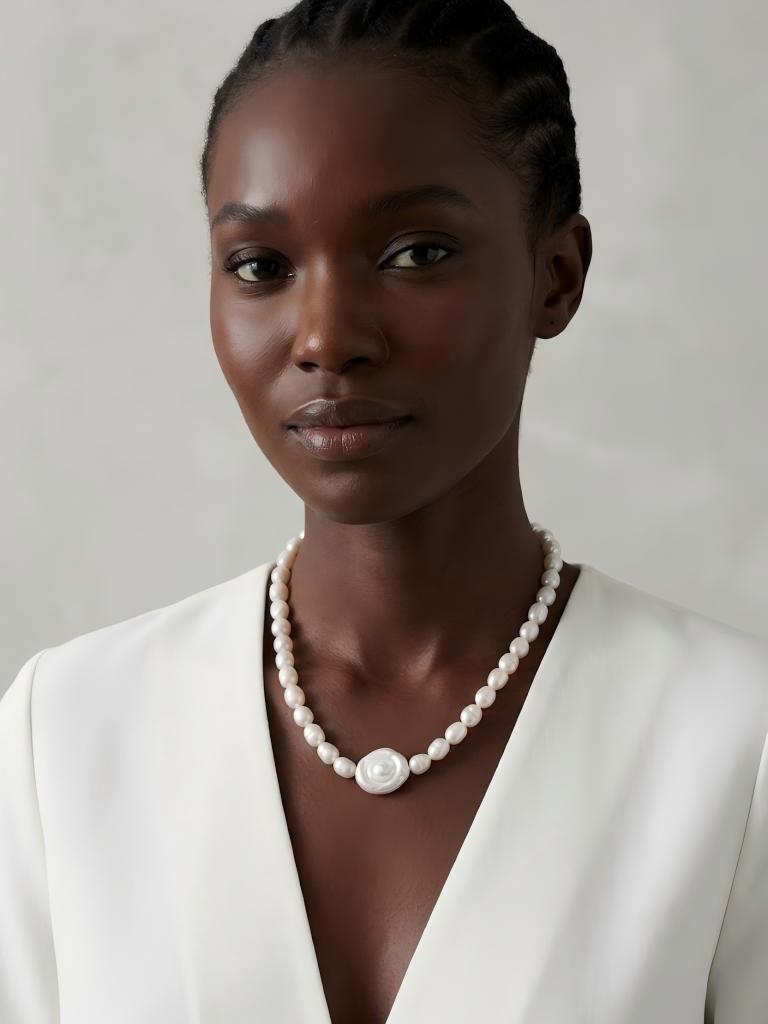 Vintage Romance baroque pearl disc necklace, photo 4