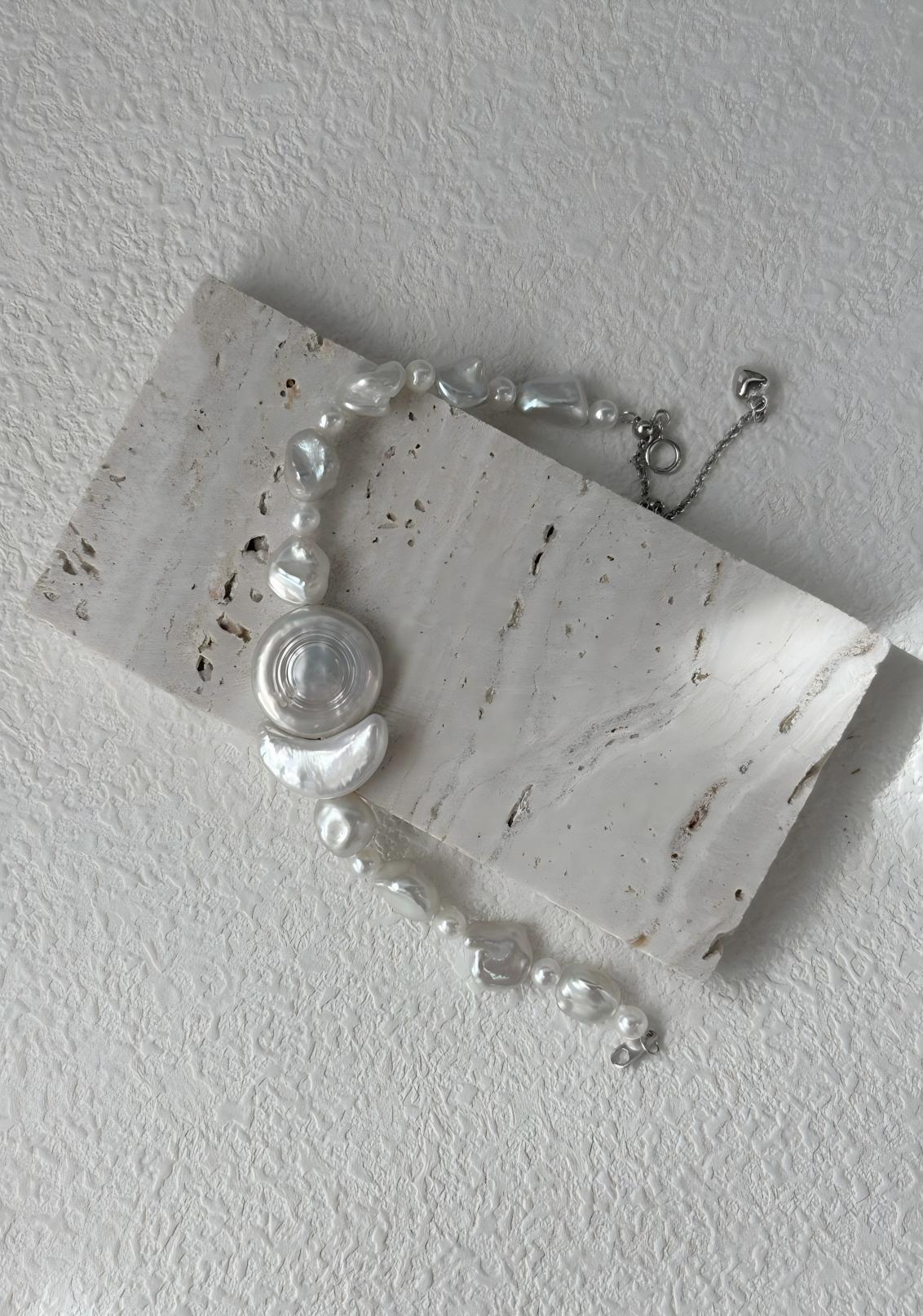 Sun and moon baroque pearl bracelet in sterling silver, photo 5
