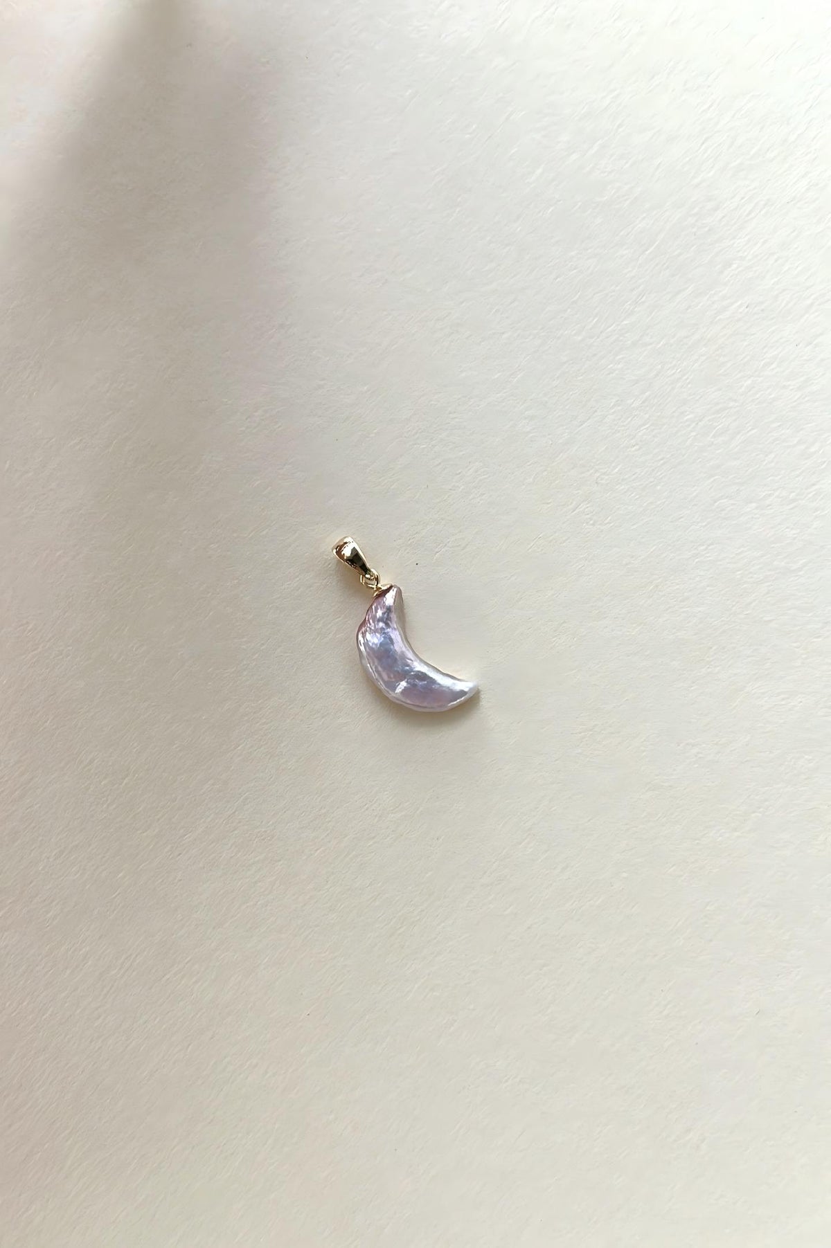 Crescent moon baroque pearl pendant necklace, 18k gold plated, photo 5