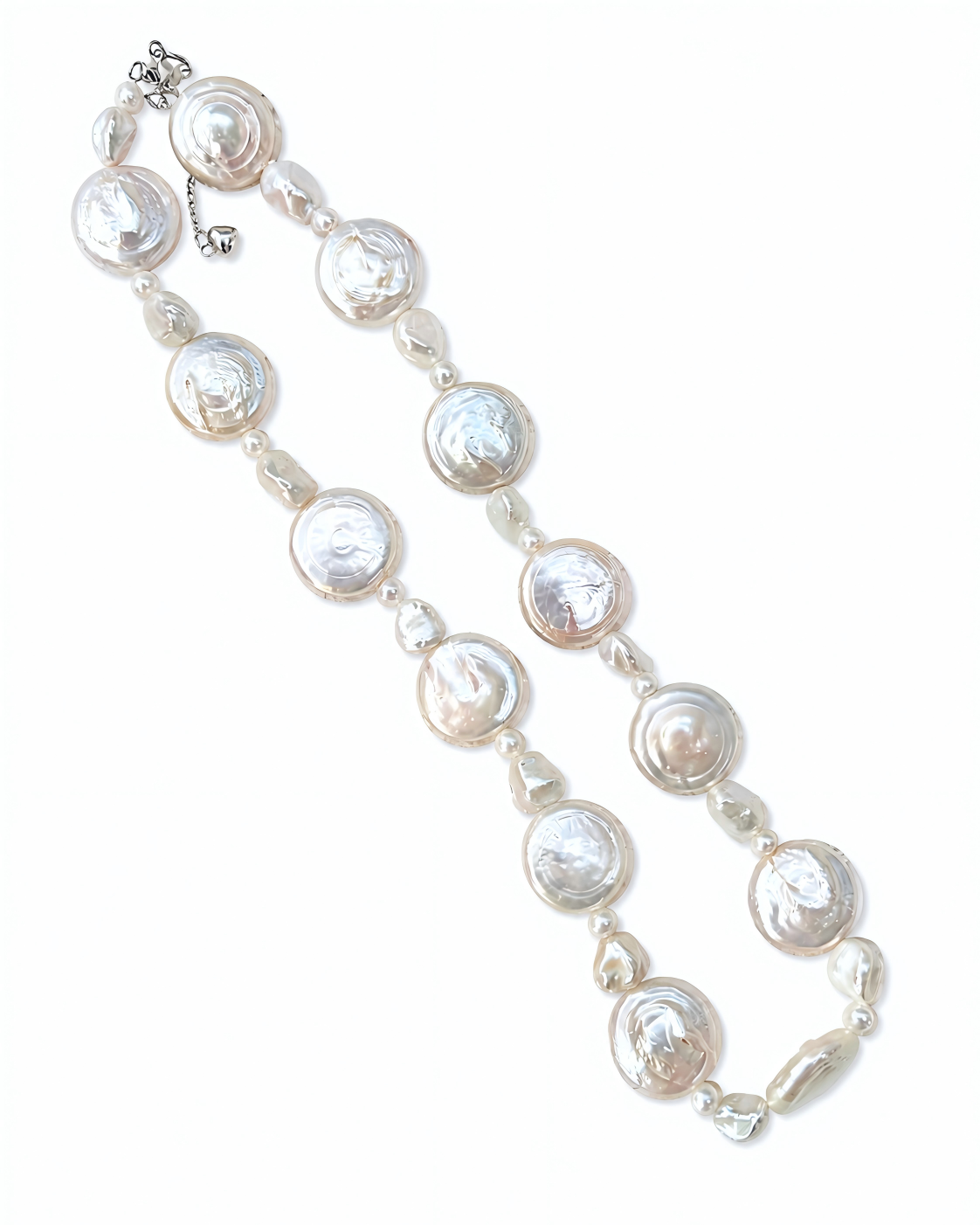 Moon and sun baroque pearl necklace in sterling silver, photo 6