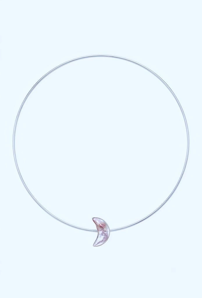 Purple crescent moon baroque pearl choker necklace in sterling silver, photo 6