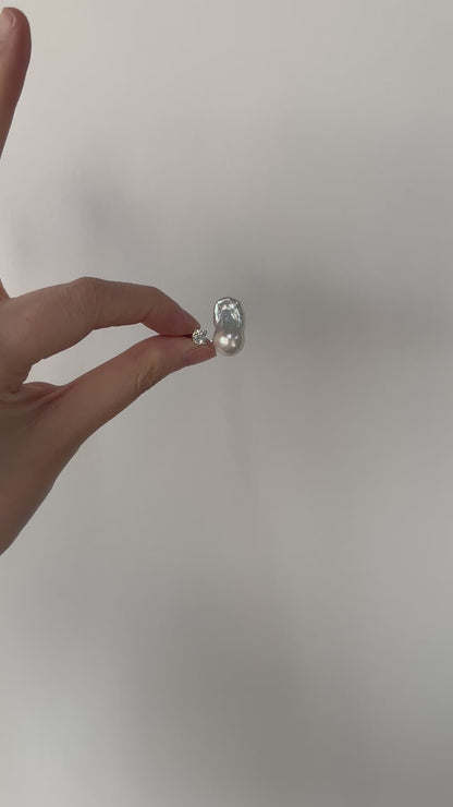 Silver-Blue Baroque Pearl Ring, 925 Silver – Alivy Jewels
